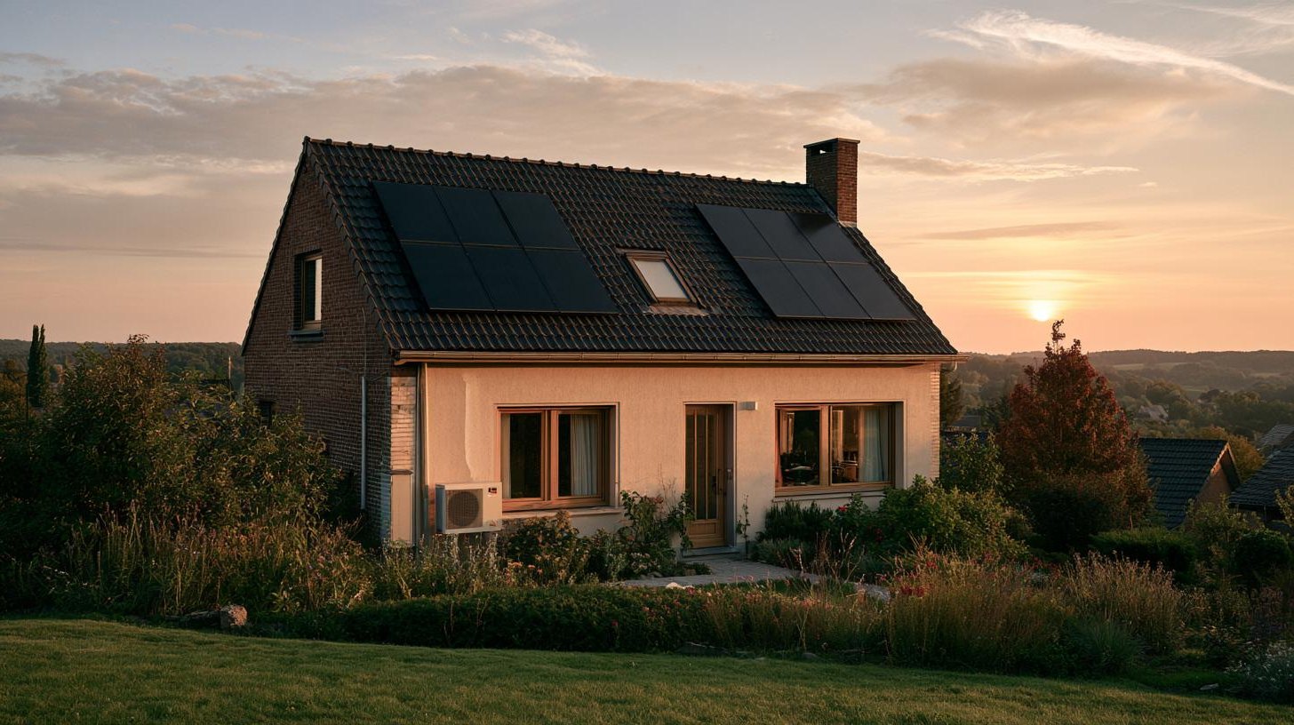 Maison wallonne rénovée avec panneaux photovoltaïques et pompe à chaleur