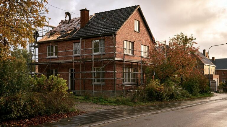 Maison wallonne en briques en cours de rénovation
